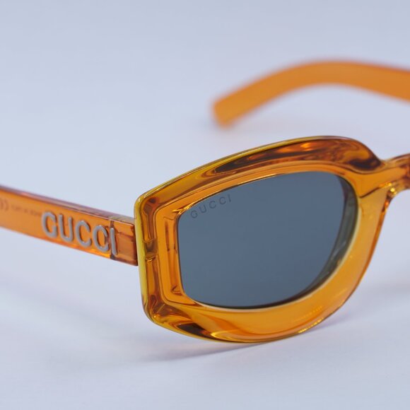 🕶️ New Gucci GG1719S 005 Sunglasses - Transparent Vivid Orange Frame - Picture 9 of 11